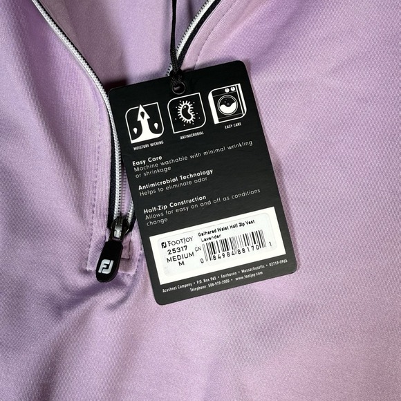 NWT FootJoy Men's M Gathered Waist Vest Half Zip Jersey Performance Lavender - Picture 6 of 10